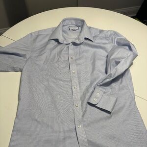 Charles Tyrwhitt Non-Iron Dress Shirt, 16 x 33, Slim Fit, White with Blue Check